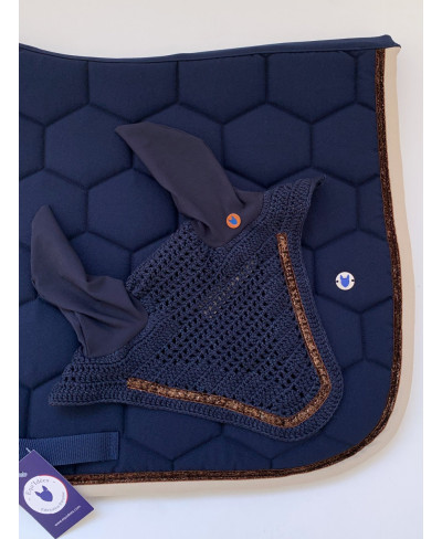 Bonnet Court FULL, Marine et Paillettes chocolat