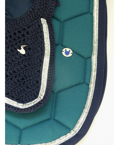 Bonnet Court FULL, Marine et Paillettes Argent
