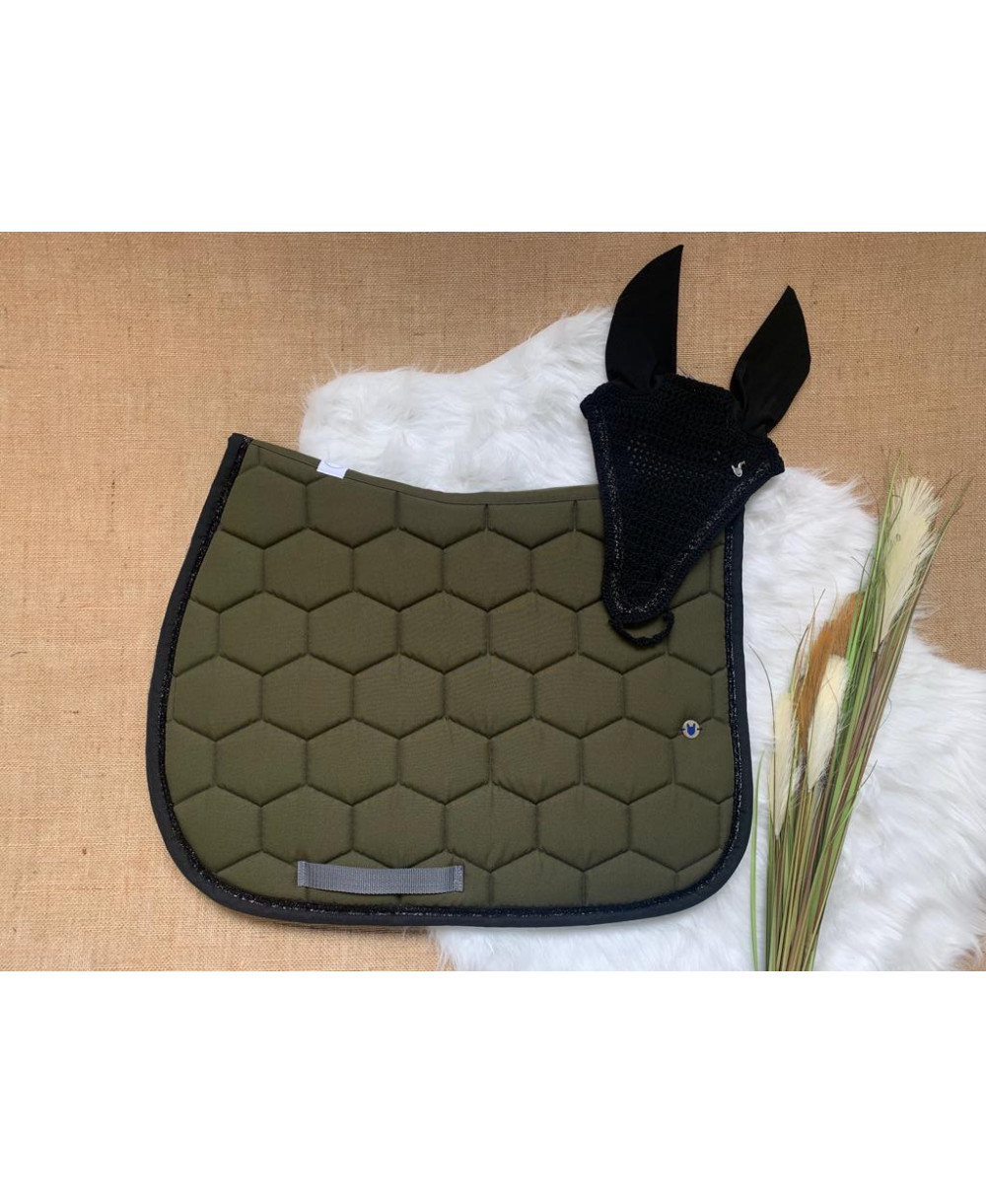 Tapis Kaki bord paillettes noires