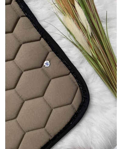 Tapis taupe bord noir et...